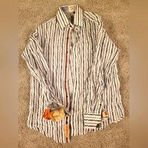 Robert Graham White/Striped Button Up - Small